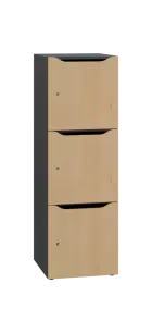 DOMINOU 33 úložná skříň 3-boxová, 1367x450x400 mm, korpus antracit, dvířka javor horský